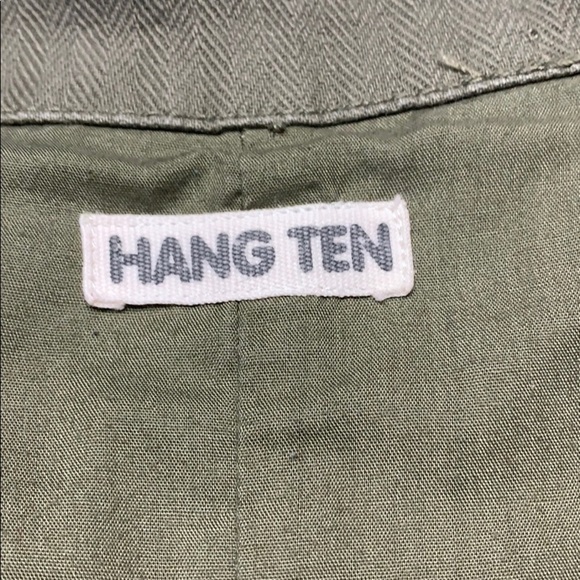 Hang Ten 3/4 Sleeve Oversized Collar Crop Jacket Green S - Picture 2 of 8